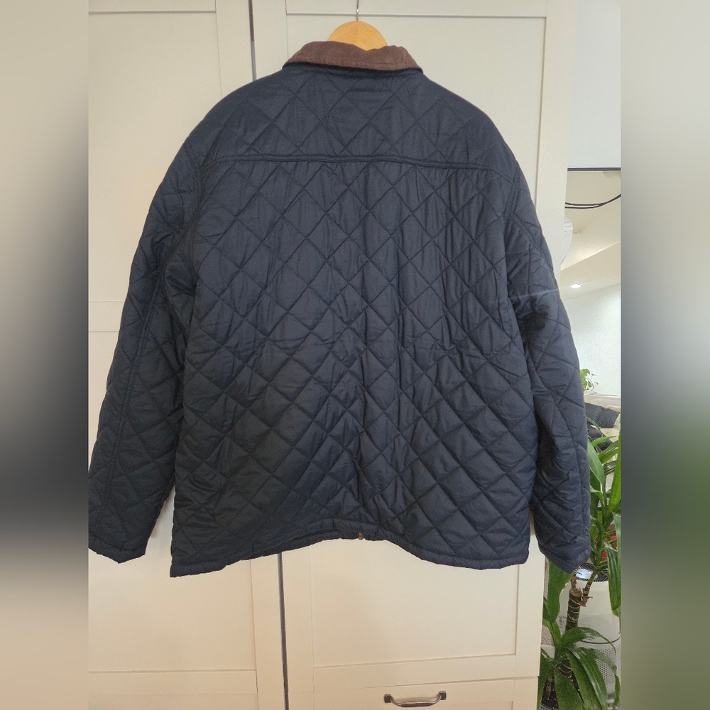 Weatherproof Men's Navy Quilted Jacket with Brown Collar - Picture 3 of 3